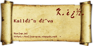Kallós Éva névjegykártya